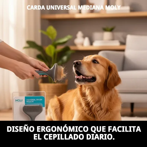 Carda Universal Mediana Moly desenredando nudos en pelaje de gato