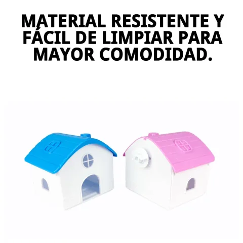 Interior de la casita con heno para hámster