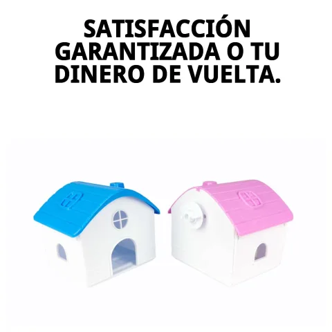 Hámster dentro de la casita de plástico descansando