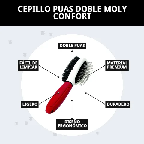 Cepillo de doble función para grooming profesional y doméstico