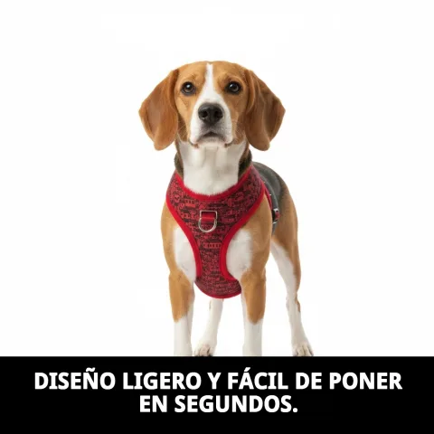 Vue latérale du gilet 3D maisons rouges T-S pour chiens