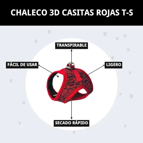 Gilet 3D maisons rouges T-S prêt pour le nettoyage
