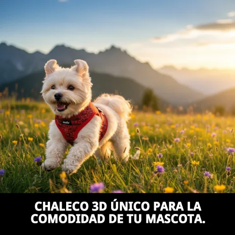 Gilet 3D maisons rouges T-XXS porté par un chien taille XXS