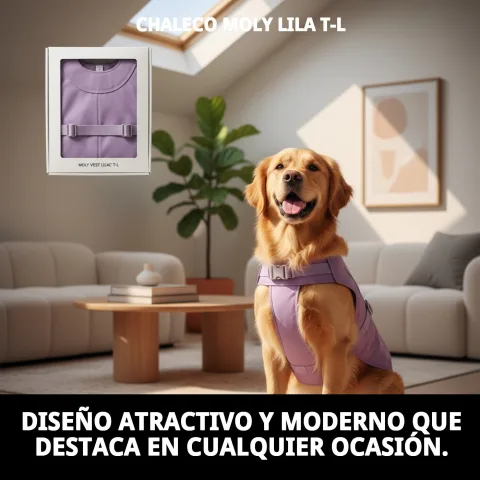 Fermeture et réglage du gilet Moly lila pour chiens grands