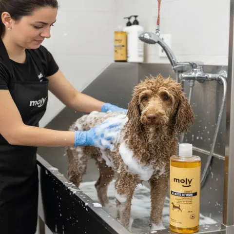 Détail du flacon de shampoing nourrissant pour poils longs