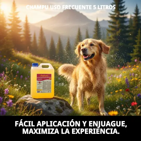 Manos masajeando el pelaje de un perro con Champú Moly Uso Frecuente
