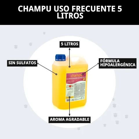 Detalle del envase grande de Champú Uso Frecuente Moly para uso profesional