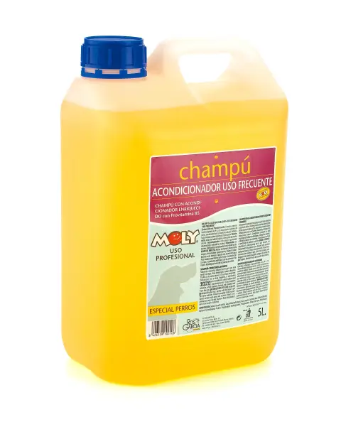 Envase de 5 litros de Champú Uso Frecuente Moly para perros