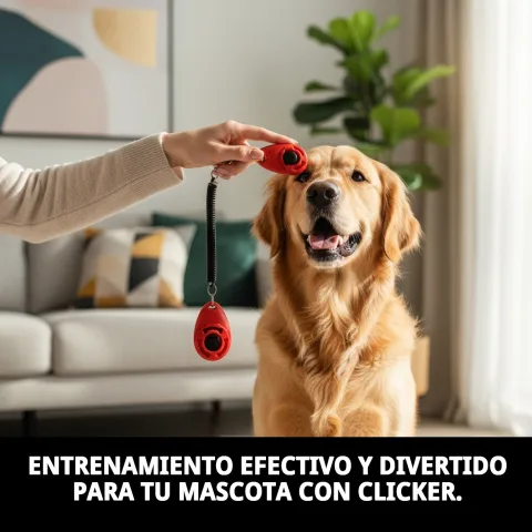 Clicker avec mousqueton accroché à une laisse de chien pour un accès facile