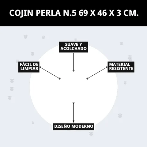 Cojín Perla N.5 colocado en zona de descanso para mascotas