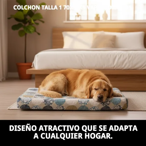 Mascota descansando cómodamente en colchón talla 1