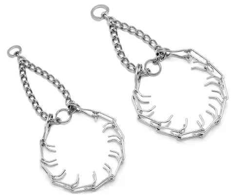 Detalle del grosor de 3,2 mm del collar metálico de adiestramiento