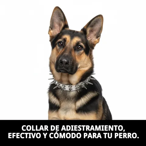 Perro con collar de adiestramiento durante sesión de entrenamiento