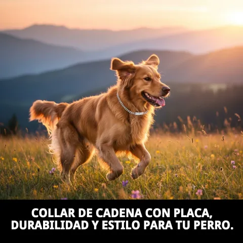 Cierre y ajuste del collar cadena con placa para perros medianos