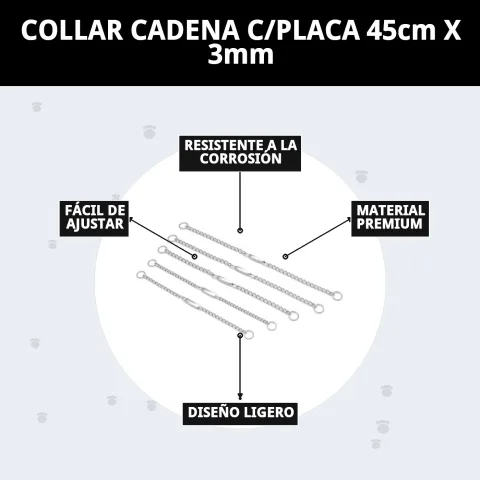 Embalaje y presentación del collar cadena con placa Mar Mascotas