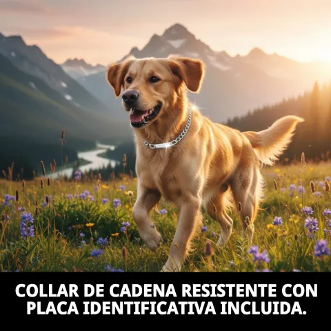 Collar metálico con cadena resistente para perros medianos