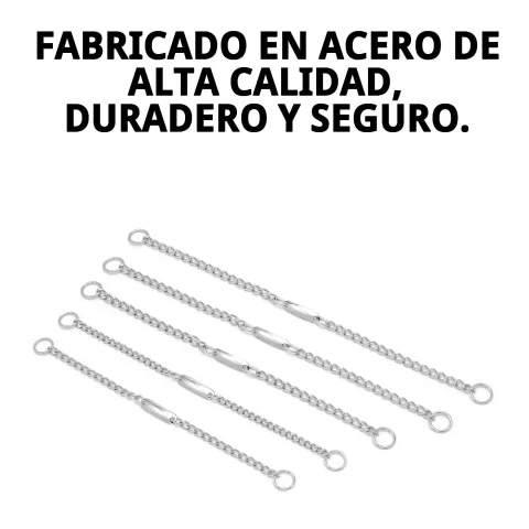 Vista lateral del collar cadena con placa para perros