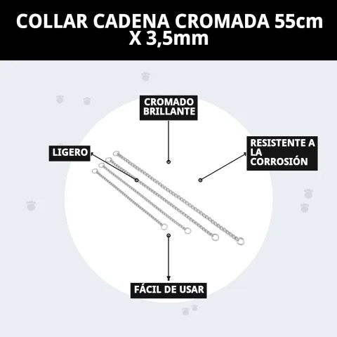 Collar cadena cromada para perros con control eficaz durante paseo