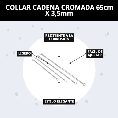 Embalaje y presentación del collar cadena cromada 65 cm