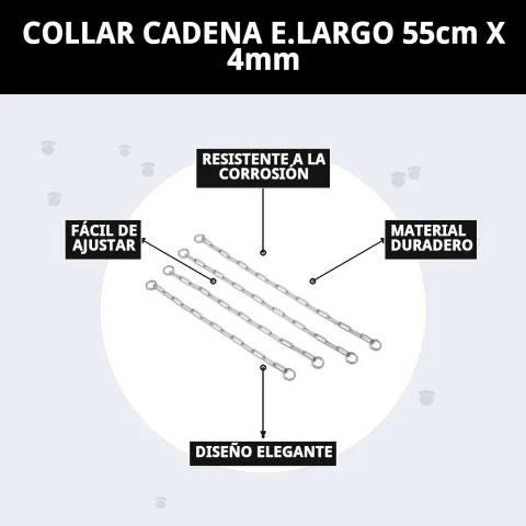 Empaque del collar cadena E.LARGO 55cm listo para envío Mar Mascotas