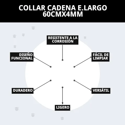 Presentación del collar cadena E.LARGO 60cmx4mm en Mar Mascotas
