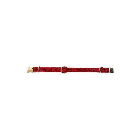 Détail du motif casitas rouges sur collier pour chien