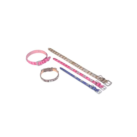 Detalle del hueso decorativo en collar de cuero para perros