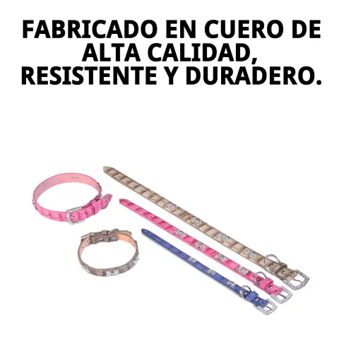 Material de cuero resistente y suave para collar de perro