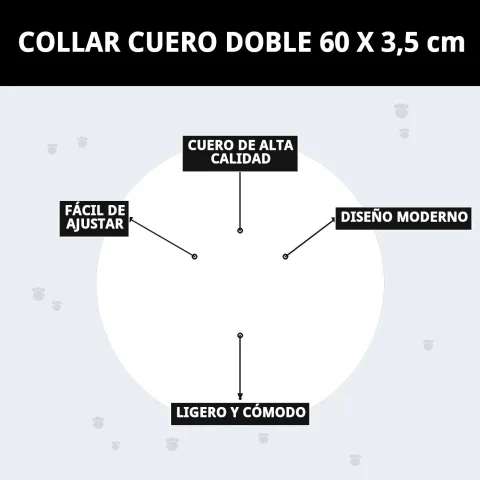 Presentación del collar de cuero doble en fondo blanco