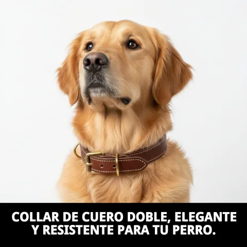 Cierre y hebilla resistente del collar de cuero doble