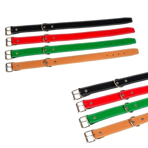 Collar cuero doble 75x4 cm para perros vista frontal