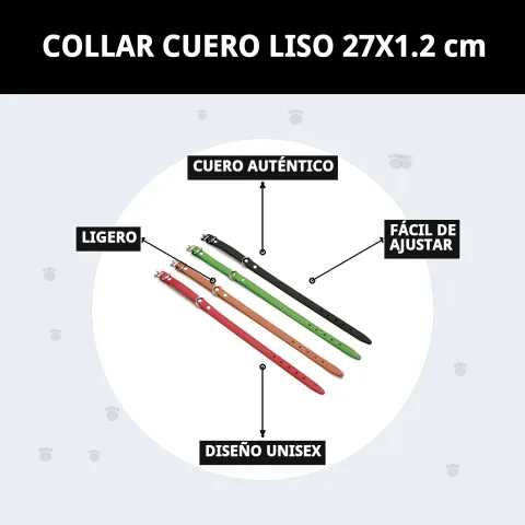 Presentación del collar de cuero liso en catálogo Mar Mascotas