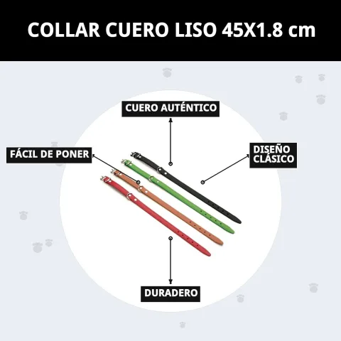 Collar cuero liso para perros con acabado elegante