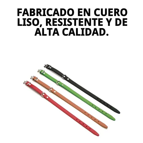 Vista lateral del collar de cuero liso 50x2 cm para perros
