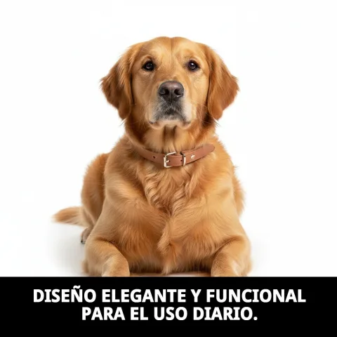 Perro con collar de cuero liso 50x2 cm en paseo