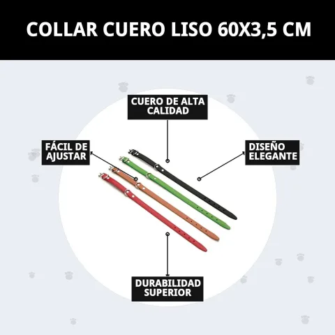 Detalle de la textura y acabado del cuero liso del collar para perros
