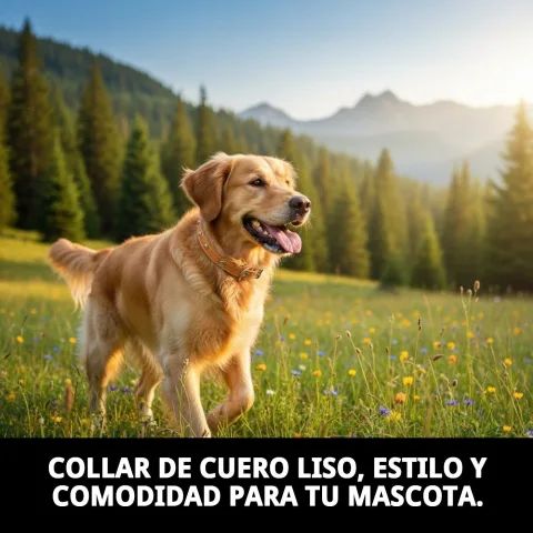 Collar cuero liso colocado en perro pequeño