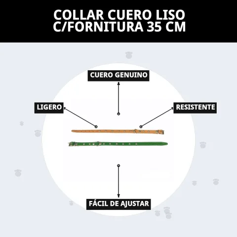 Packaging y presentación del collar cuero liso 35 cm