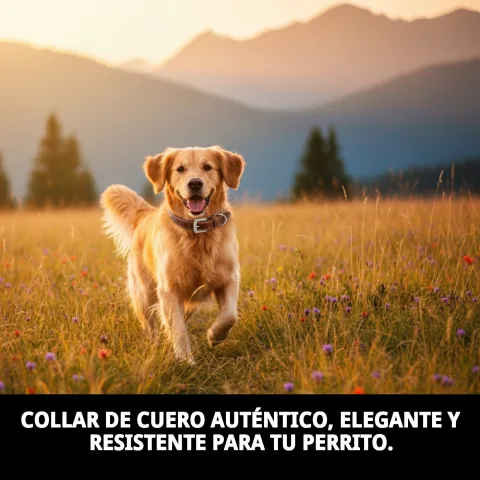 Collar cuero para perro ajustado en cuello