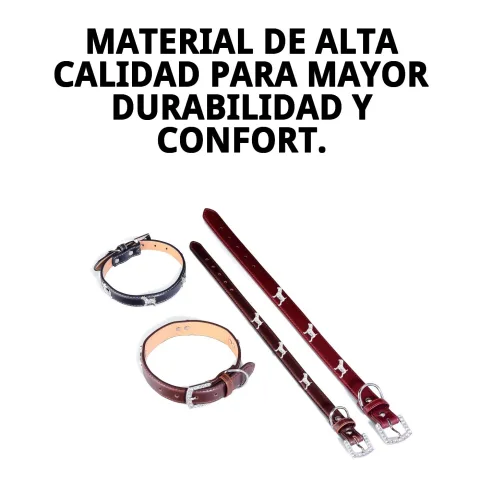 Collar cuero para perro con múltiples agujeros de ajuste