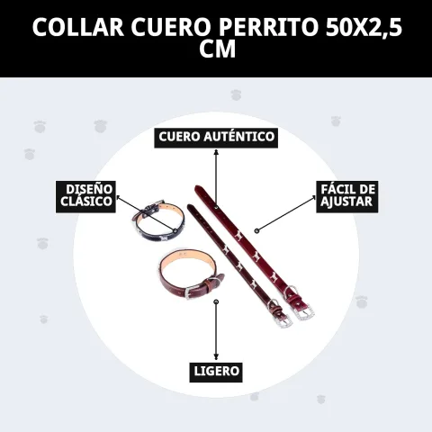 Empaque y presentación del collar cuero perrito 50x2,5 cm