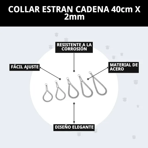Accesorio metálico del collar estrang cadena 40 cm x 2 mm