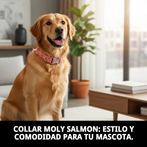 Collier Moly Salmon T-2 porté par un petit chien