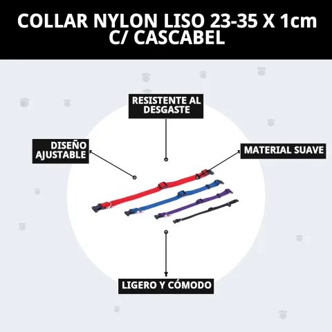 Presentación del collar nylon liso con cascabel en Mar Mascotas