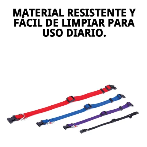 Collar nylon liso en varios colores para perros pequeños y medianos
