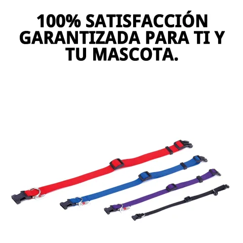 Collar nylon liso en colores negro y rosa sobre fondo blanco