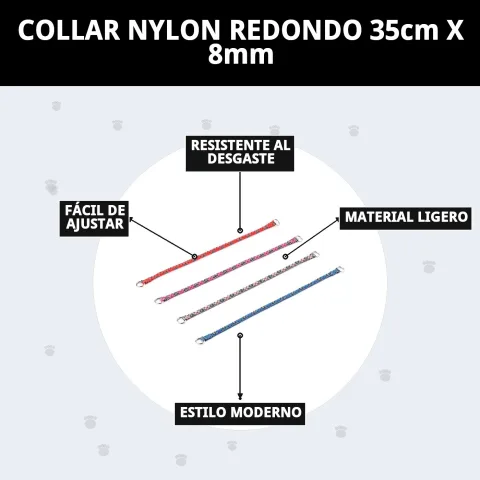 Collar nylon redondo doblado mostrando textura y grosor