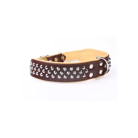 Vista lateral del collar de piel luxury clavo para perros