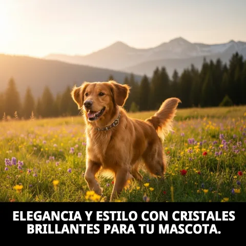 Perro con collar piel luxury cristal 56 cm color marrón