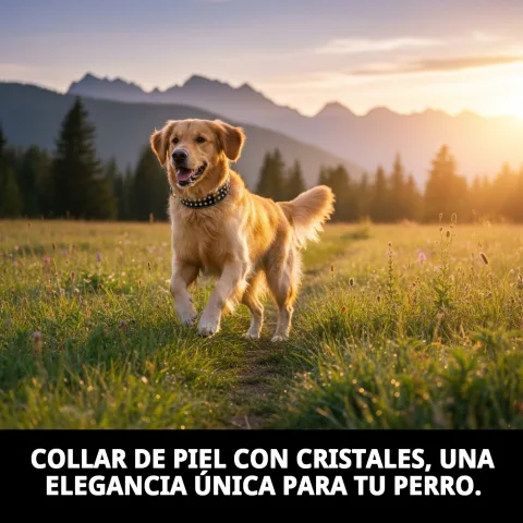 Collar luxury cristal colocado en perro mediano